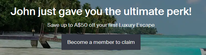 Screenshot of the Luxury Escapes referral code applying
